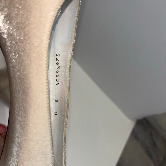 Stuart Weitzman Metallic Square Toe Low Heel Pumps - Size 8 - Picture 13 of 13